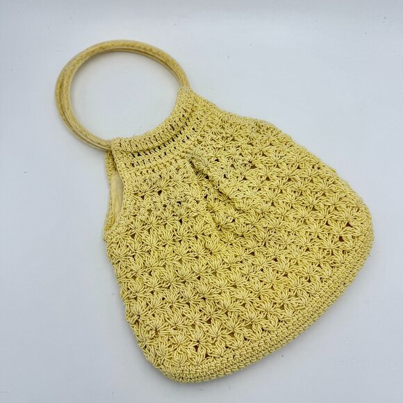 Vintage style 1960s Yellow crocheted Handbag - Picture 1 of 7